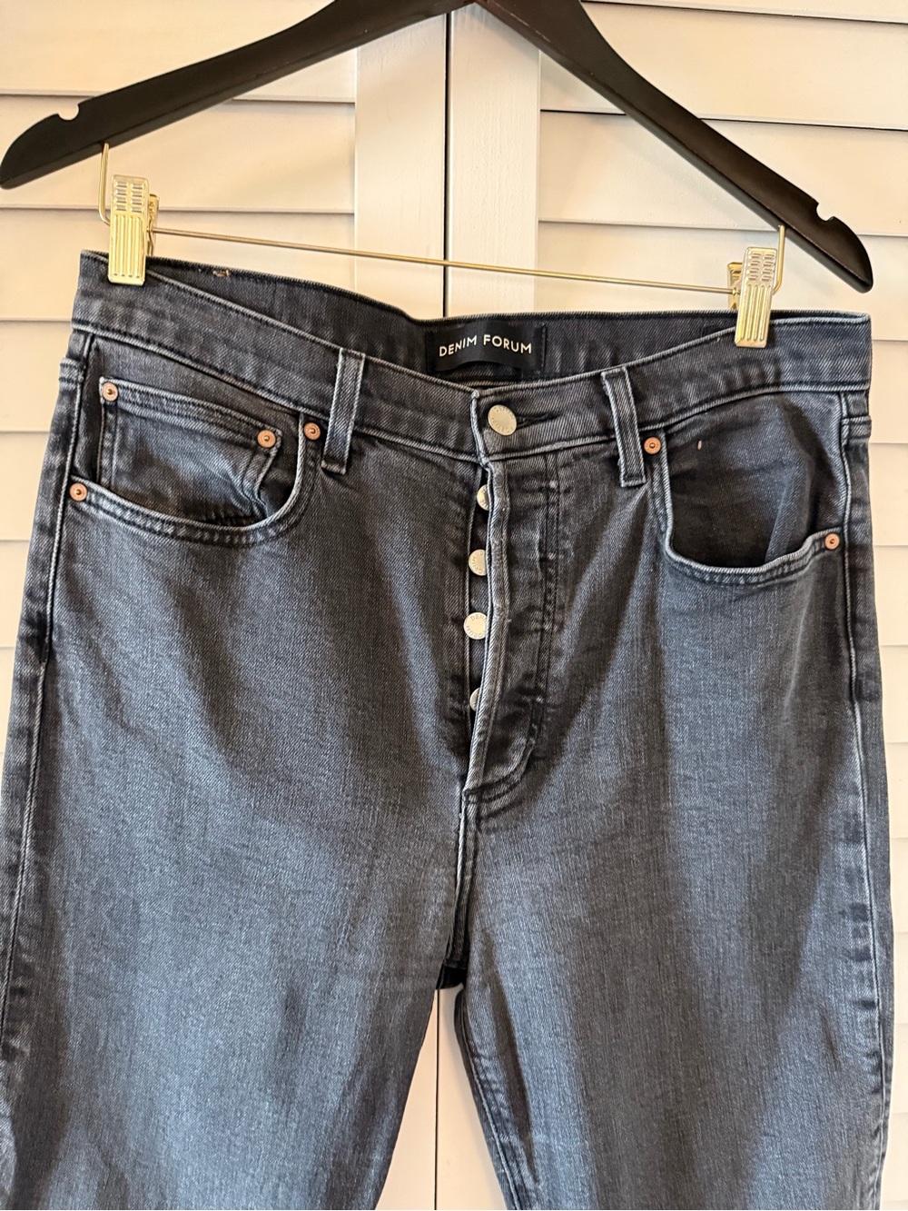 Denim Forum the Arlo High Rise Straight Leg Faded Black Jeans Size 31 - Picture 5 of 17